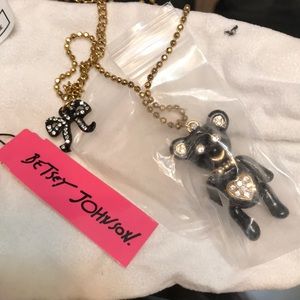 Betsey Johnson black teddy bear necklace